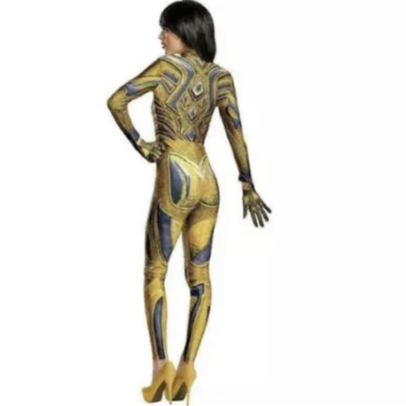 New Adult Womens Saban's YELLOW POWER RANGER Halloween Costume Medium 8/10 - Picture 3 of 5